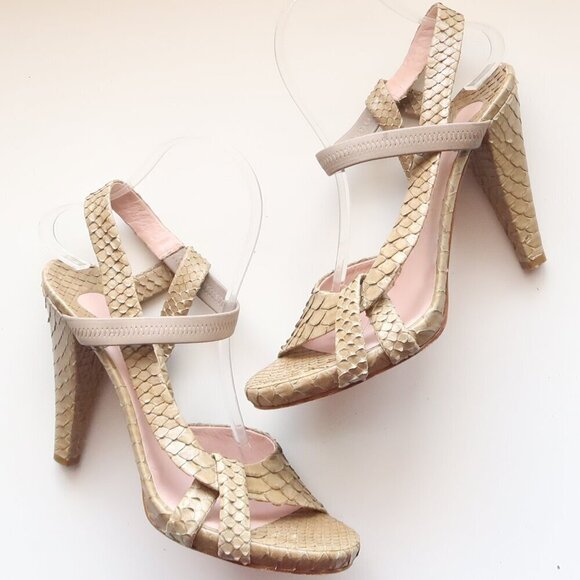 Chloe Sage Green Snakeskin Leather Open Toe Sandals Luxury Designer Summer Shoes - Picture 16 of 16